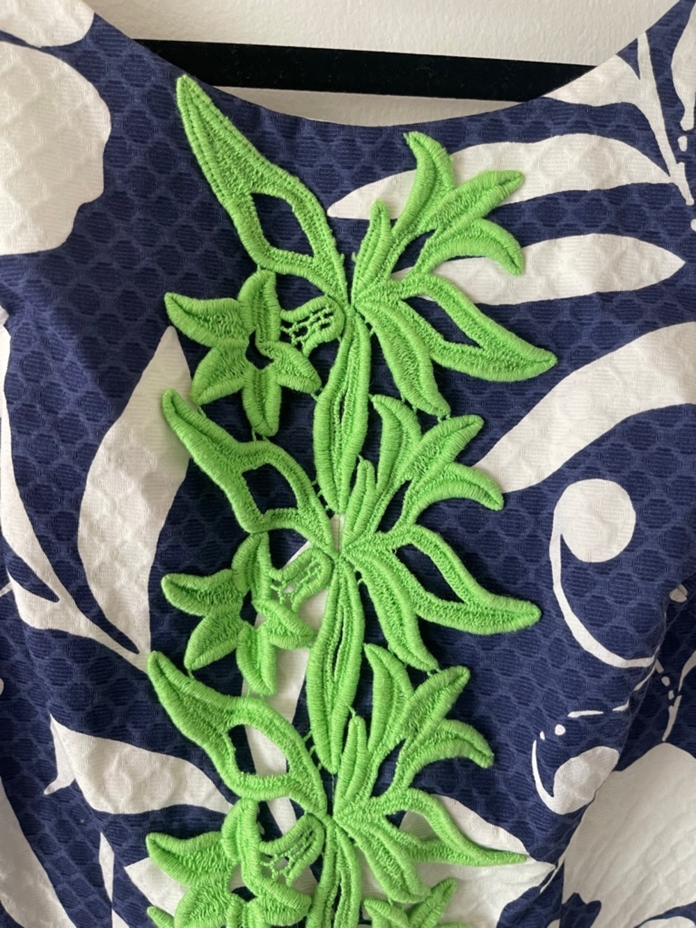 Lilly Pulitzer Delia Navy, White & Lime Green Tropical Floral Shift Mini Dress - Picture 5 of 10
